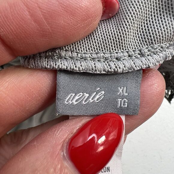 Aerie XL Bralette Bra Lace Triangle Bra Gray Floral Unlined Wireless No Padding - Picture 8 of 13